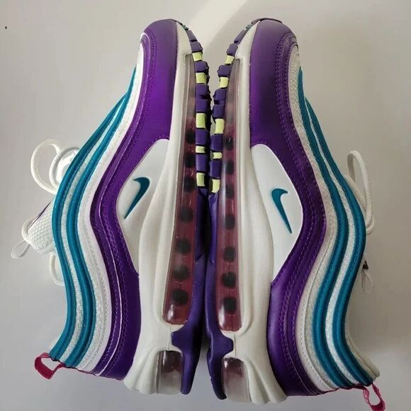 NEW Nike Air Max 97 Hornets Summit White/Purple/Teal CI7388-101 Womens US8 - Picture 5 of 12
